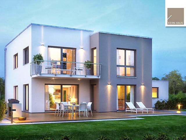 Massivhaus Bauhaus Futura von Kern-Haus Schlüsselfertig ab 453900€, Cubushaus Außenansicht 1