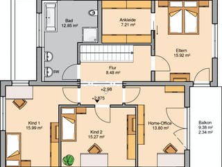 Massivhaus Bauhaus Futura von Kern-Haus Schlüsselfertig ab 464900€, Cubushaus Grundriss 2