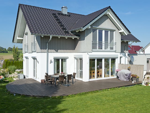 Fertighaus SD 140-086 - Einfamilienhaus mit 3. Giebel von Gapp Holzbau Schlüsselfertig ab 384000€, Außenansicht 1