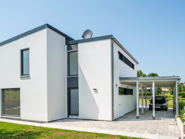 Fertighaus Garitz von Albert Haus Schlüsselfertig ab 338100€, Pultdachhaus Außenansicht 2