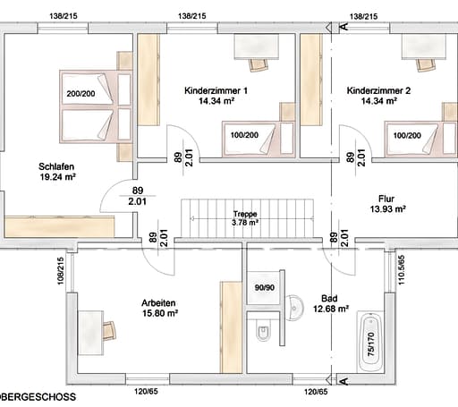 Fertighaus Garitz (inactive) von Albert Haus Schlüsselfertig ab 338100€, Pultdachhaus Grundriss 2