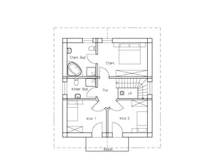 Fertighaus Garmisch von TIROLIA Ausbauhaus ab 127890€, Satteldach-Klassiker Grundriss 1