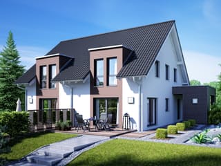 Fertighaus Gemello SD 136 von Büdenbender Hausbau, Satteldach-Klassiker Außenansicht 1