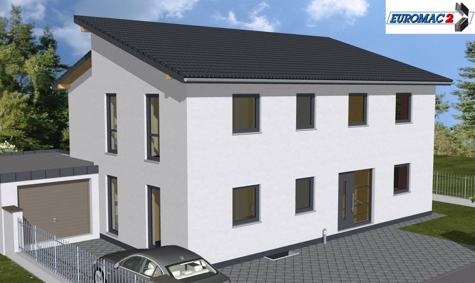 Massivhaus Generation 200 PD von EUROMAC 2 S.A.S. Bausatzhaus ab 56988€, Pultdachhaus Außenansicht 1