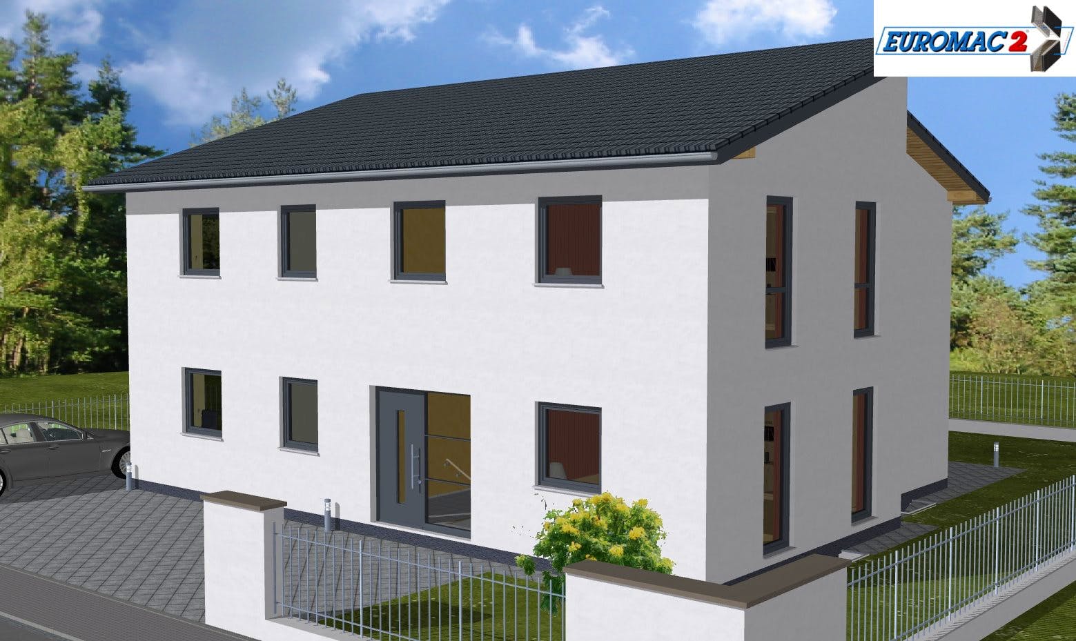Massivhaus Generation 200 PD von EUROMAC 2 S.A.S. Bausatzhaus ab 56988€, Pultdachhaus Außenansicht 2