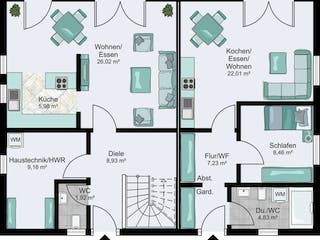Fertighaus Generation von STREIF Haus, Stadtvilla Grundriss 1