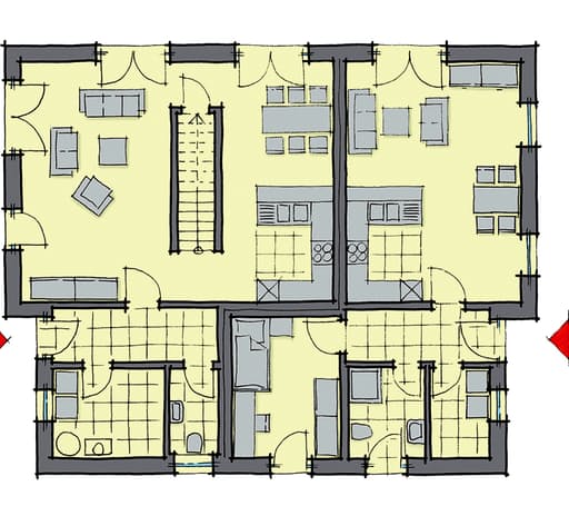 Fertighaus Genf von GUSSEK HAUS Schlüsselfertig ab 453500€, Pultdachhaus Grundriss 1