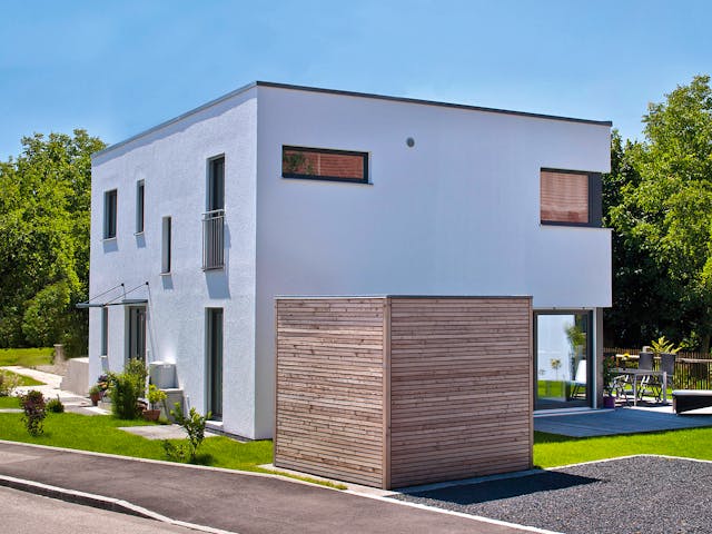 Fertighaus Germering von Regnauer Hausbau Schlüsselfertig ab 299545€, Cubushaus Außenansicht 2