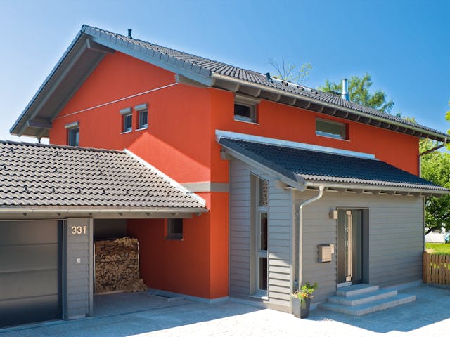 Fertighaus Ghersburg von Regnauer Hausbau Schlüsselfertig ab 325960€, Satteldach-Klassiker Außenansicht 2