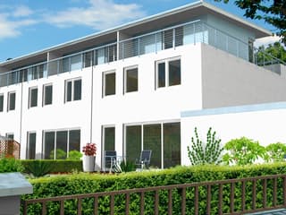 Fertighaus Gina 161 - Reihenendhaus von Klaus Kowalski Immobilien Schlüsselfertig ab 202705€, Pultdachhaus Außenansicht 2