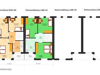Fertighaus Gina 161 - Reihenendhaus von Klaus Kowalski Immobilien Schlüsselfertig ab 202705€, Pultdachhaus Grundriss 1