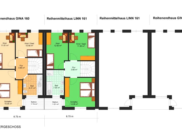 Fertighaus Gina 161 - Reihenendhaus von Klaus Kowalski Immobilien Schlüsselfertig ab 202705€, Pultdachhaus Grundriss 1