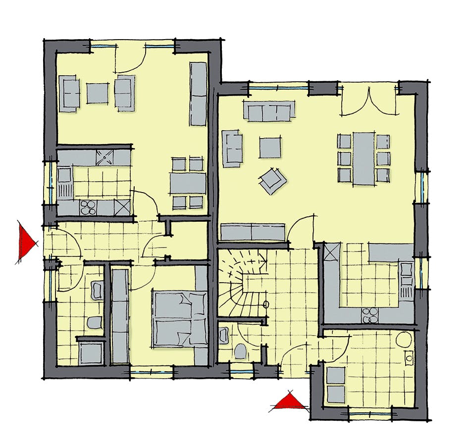 Fertighaus Göteborg von GUSSEK HAUS Schlüsselfertig ab 507600€, Satteldach-Klassiker Grundriss 1