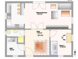 Fertighaus Gorum von Hagemann Haus Schlüsselfertig ab 168800€, Satteldach-Klassiker Grundriss 1