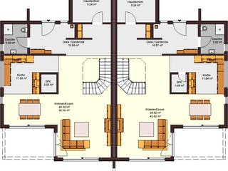 Fertighaus Doppelhaus 168 von Zimmermann Haus Schlüsselfertig ab 330960€, Cubushaus Grundriss 1
