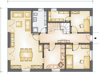 Massivhaus Grande 160 von F.C. Nüdling Fertigteiltechnik Schlüsselfertig ab 288600€, Satteldach-Klassiker Grundriss 1