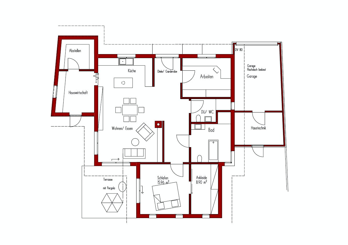 Blockhaus Grombach von Rems-Murr-Holzhaus Schlüsselfertig ab 477000€, Bungalow Grundriss 1