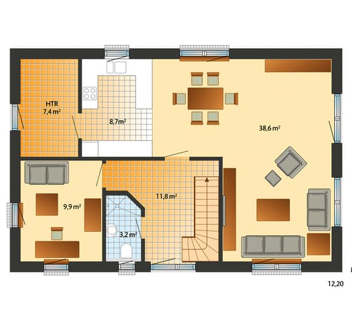 Fertighaus Grunewald von Danhaus Schlüsselfertig ab 291145€, Stadtvilla Grundriss 1