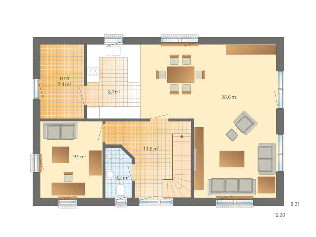 Fertighaus Grunewald von Danhaus Deutschland Schlüsselfertig ab 464202€, Stadtvilla Grundriss 1