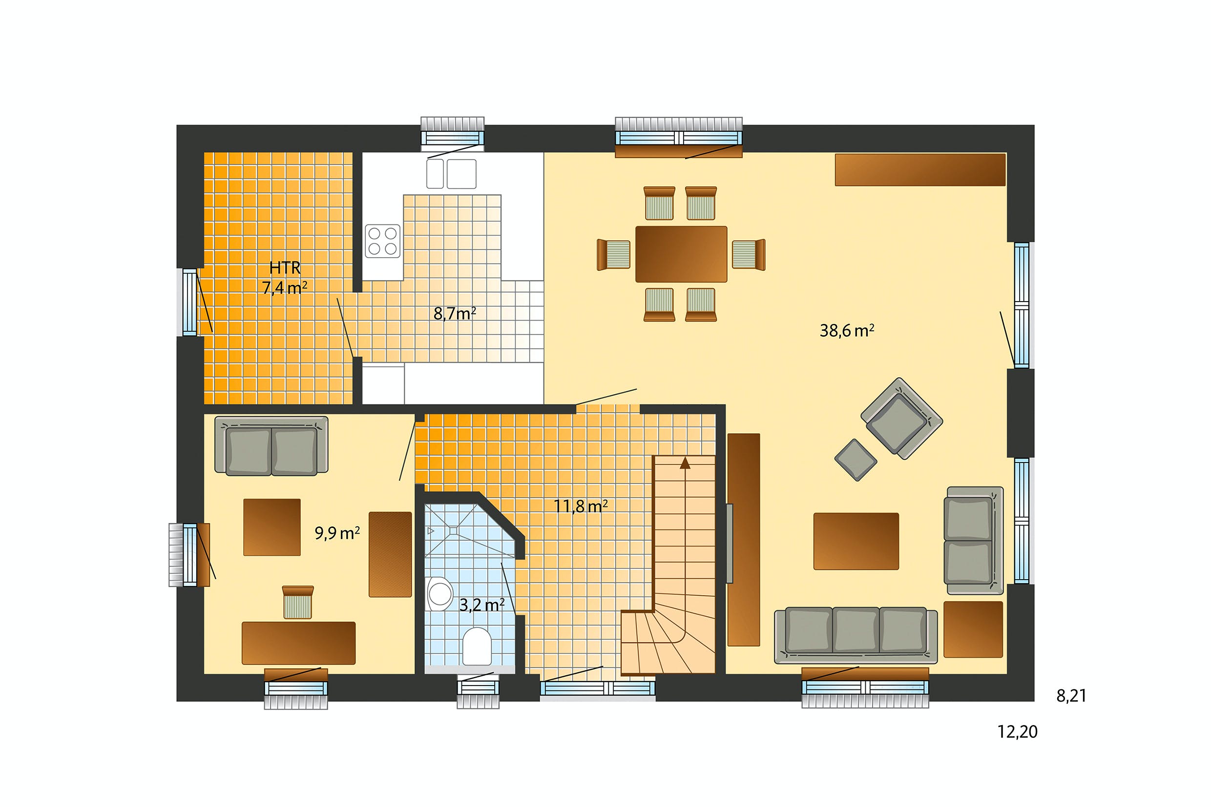 Fertighaus Grunewald von Danhaus Deutschland Schlüsselfertig ab 389077€, Stadtvilla Grundriss 1