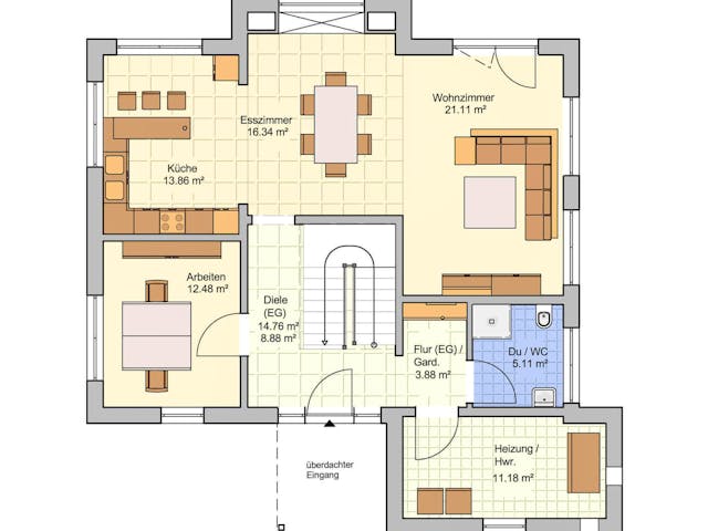 Fertighaus Günzburg von Fingerhut Haus Schlüsselfertig ab 565278€, Satteldach-Klassiker Grundriss 1