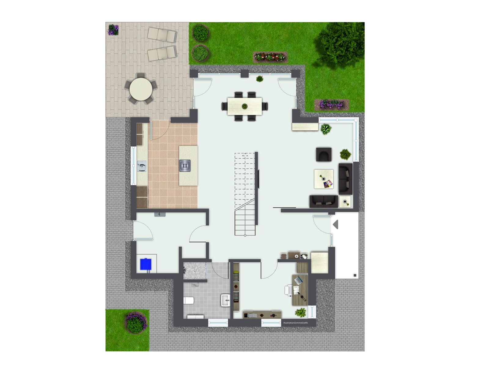 Fertighaus Alona von GUSSEK HAUS Schlüsselfertig ab 655100€, Satteldach-Klassiker Grundriss 1