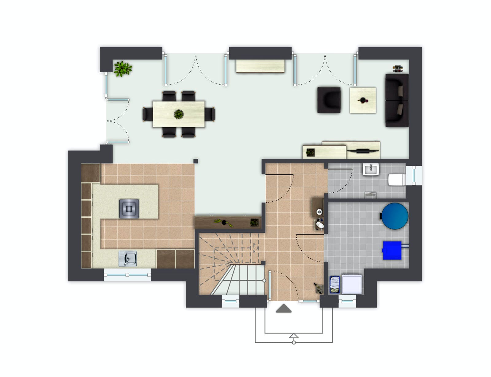 Fertighaus Auerberg von GUSSEK HAUS Schlüsselfertig ab 406900€, Satteldach-Klassiker Grundriss 1