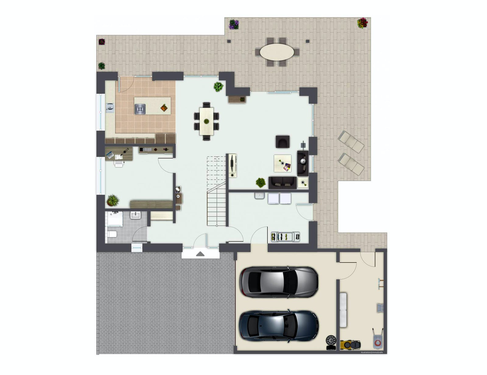 Fertighaus Baggio von GUSSEK HAUS Schlüsselfertig ab 722300€, Stadtvilla Grundriss 1