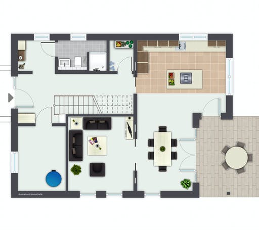 Fertighaus Boavista von GUSSEK HAUS Schlüsselfertig ab 352400€, Satteldach-Klassiker Grundriss 1