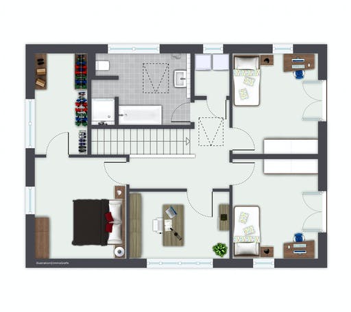 Fertighaus Boavista von GUSSEK HAUS Schlüsselfertig ab 352400€, Satteldach-Klassiker Grundriss 2