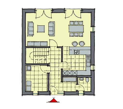 Fertighaus Brooklyn von GUSSEK HAUS Schlüsselfertig ab 311500€, Stadtvilla Grundriss 1