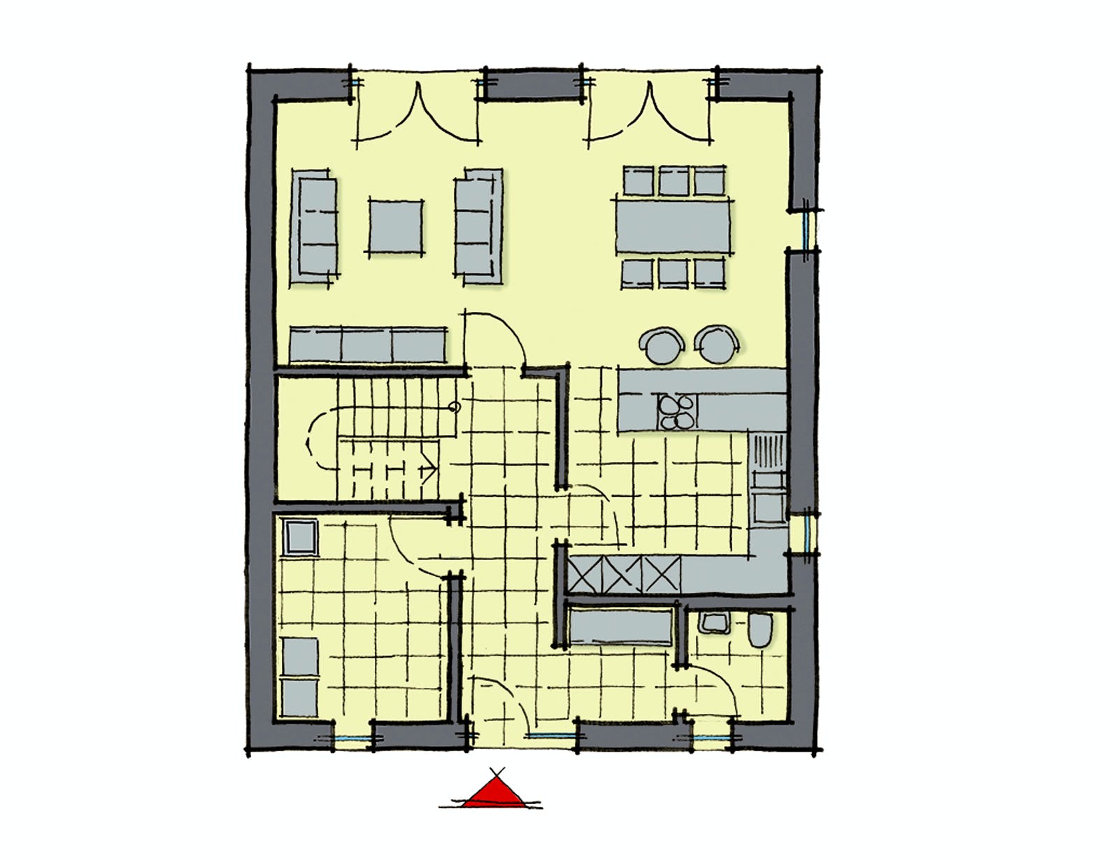Fertighaus Brooklyn von GUSSEK HAUS Schlüsselfertig ab 373500€, Stadtvilla Grundriss 1