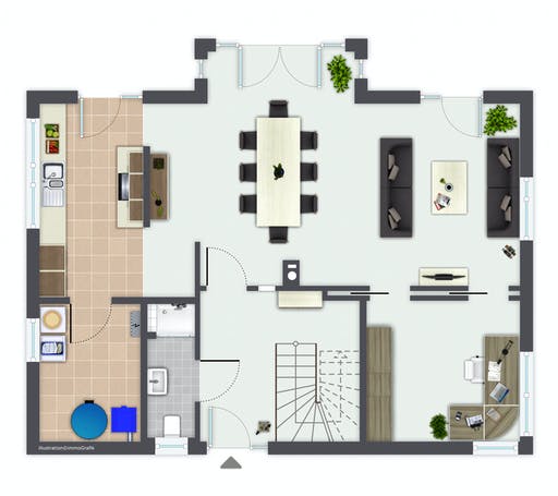 Fertighaus Erlenbach von GUSSEK HAUS Schlüsselfertig ab 534500€, Satteldach-Klassiker Grundriss 1