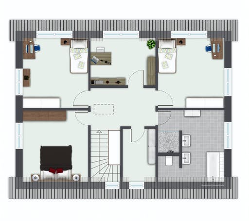 Fertighaus Frankenbach von GUSSEK HAUS Schlüsselfertig ab 433300€, Satteldach-Klassiker Grundriss 2