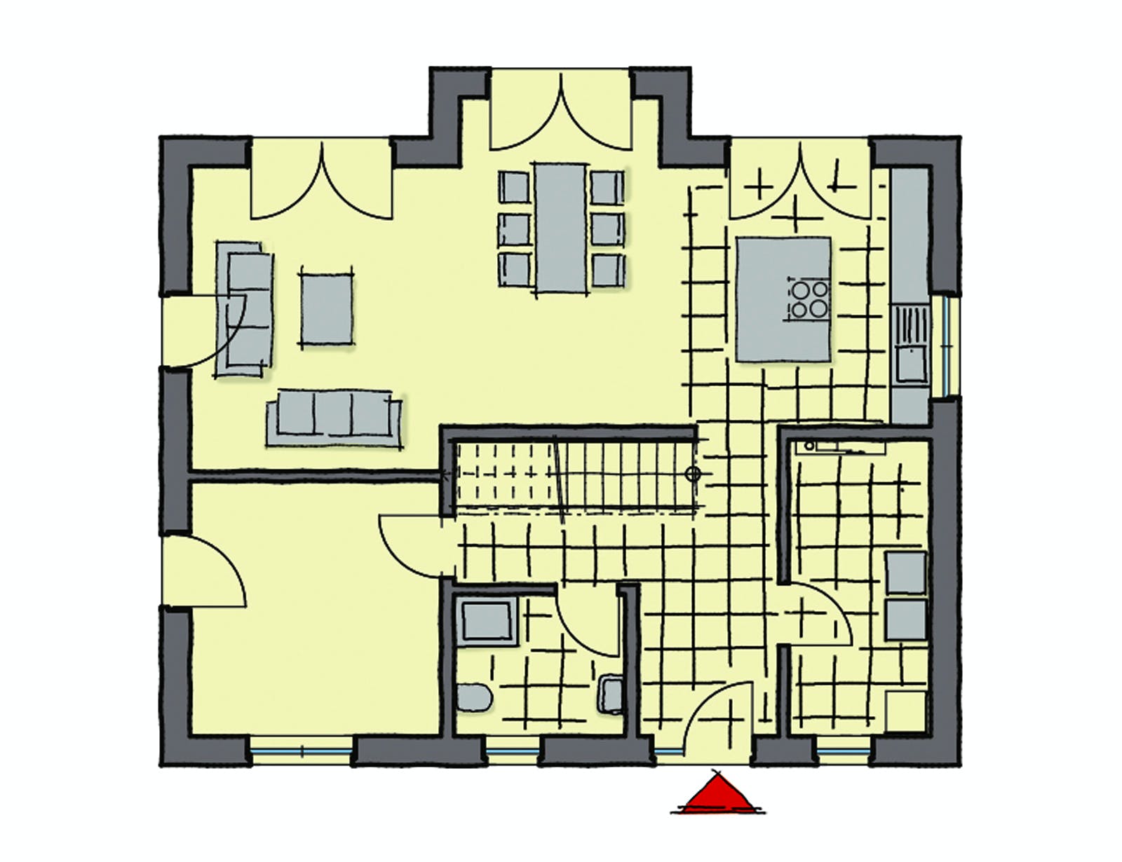 Fertighaus Hainbuchenallee von GUSSEK HAUS Schlüsselfertig ab 387200€, Satteldach-Klassiker Grundriss 1