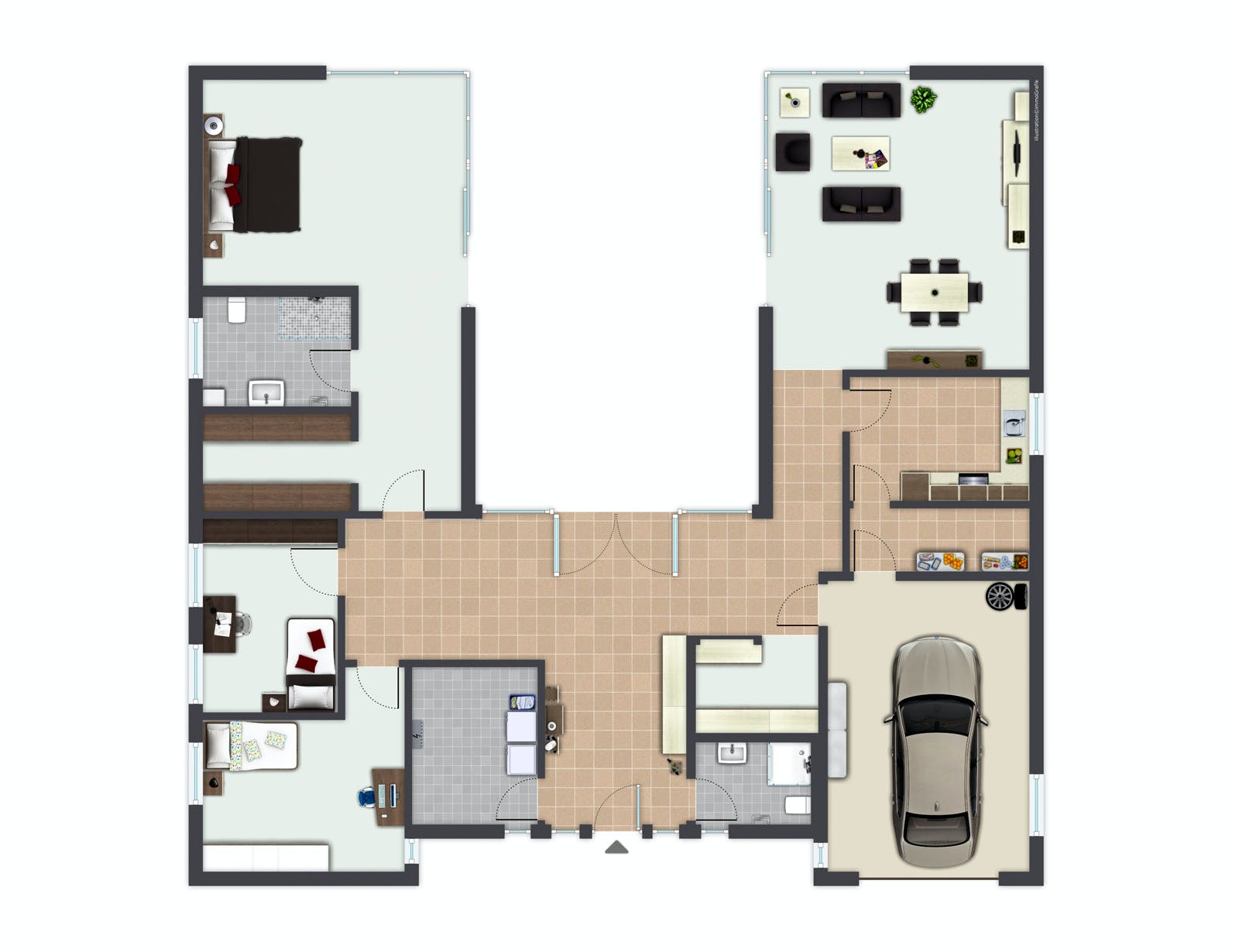 Fertighaus Piemont von GUSSEK HAUS Schlüsselfertig ab 700500€, Bungalow Grundriss 1