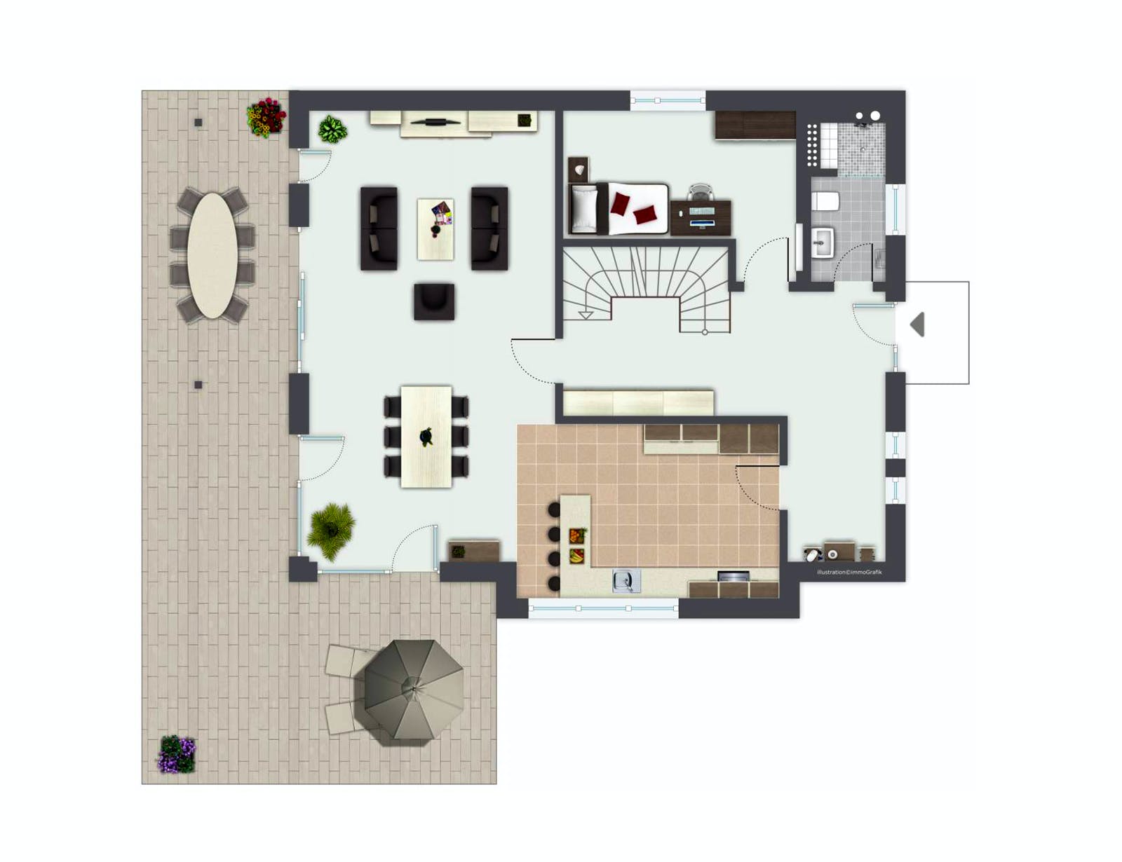 Fertighaus Ponticelli von GUSSEK HAUS Schlüsselfertig ab 889500€, Satteldach-Klassiker Grundriss 1