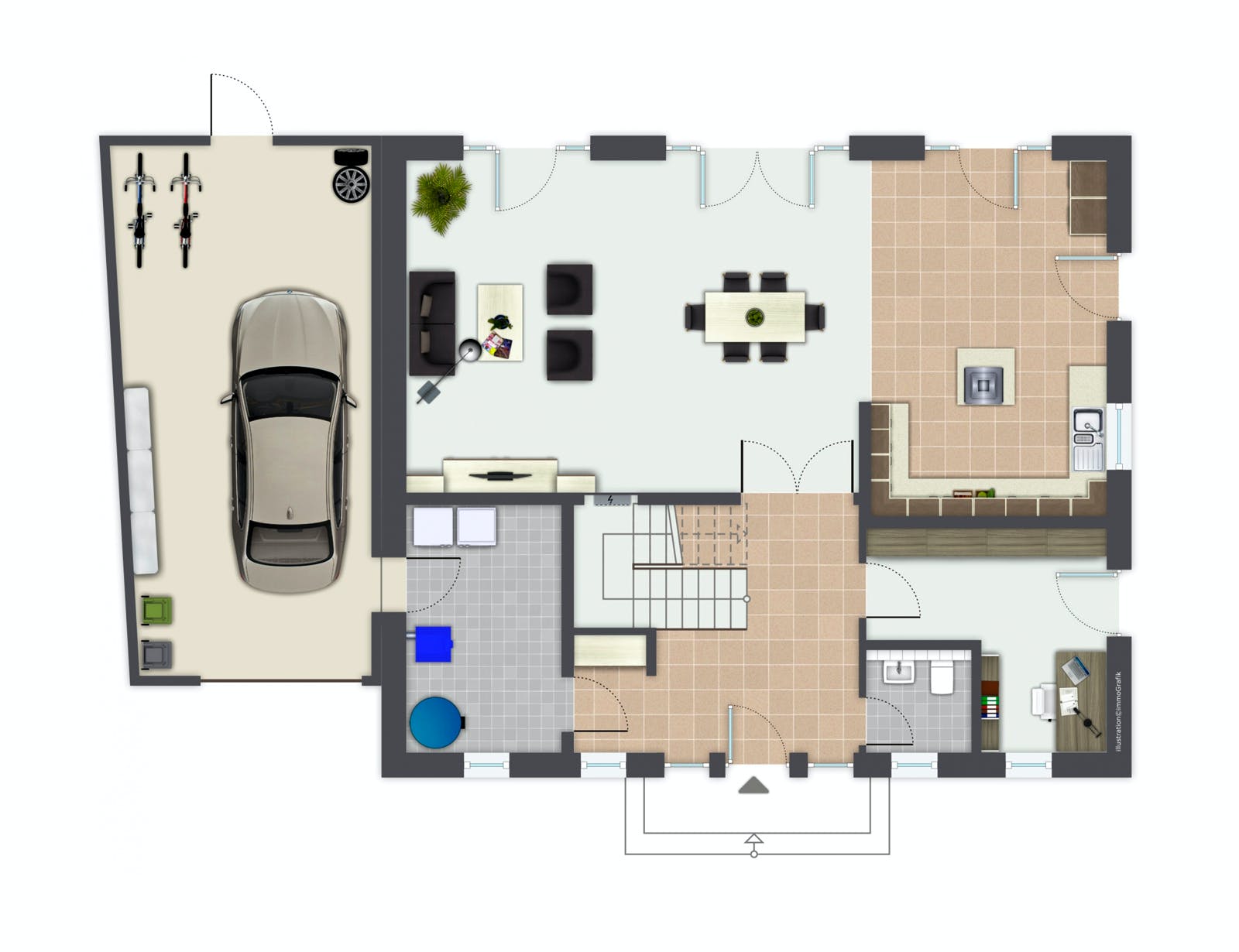 Fertighaus Rheinfeld von GUSSEK HAUS Schlüsselfertig ab 599700€, Stadtvilla Grundriss 1