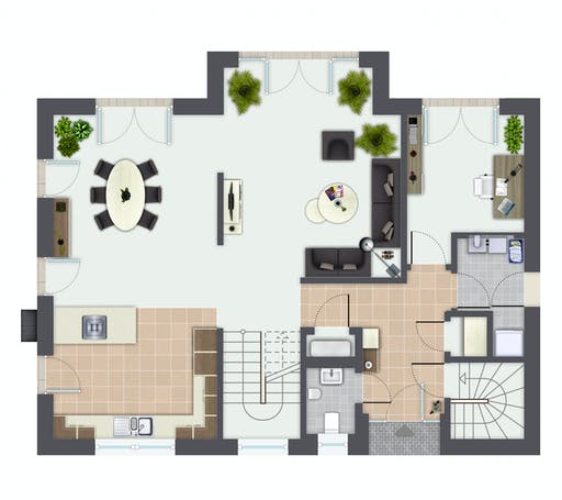 Fertighaus Sanderau von GUSSEK HAUS Schlüsselfertig ab 377000€, Satteldach-Klassiker Grundriss 1