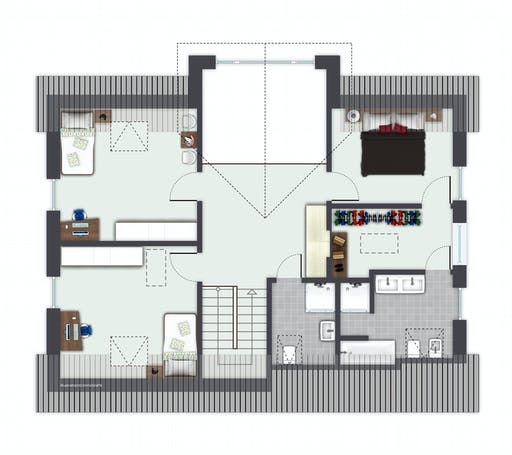 Fertighaus Sanderau von GUSSEK HAUS Schlüsselfertig ab 377000€, Satteldach-Klassiker Grundriss 2