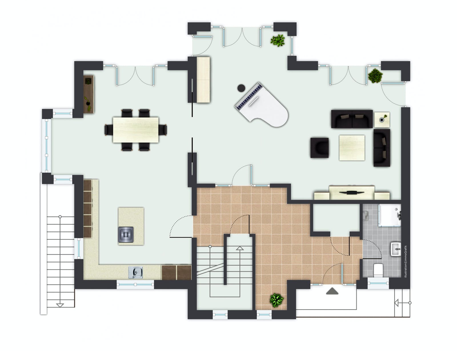 Fertighaus Siebenbrunn von GUSSEK HAUS Schlüsselfertig ab 699000€, Satteldach-Klassiker Grundriss 1