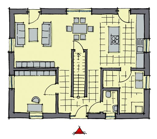 Fertighaus Weidenallee von GUSSEK HAUS Schlüsselfertig ab 433700€, Satteldach-Klassiker Grundriss 1