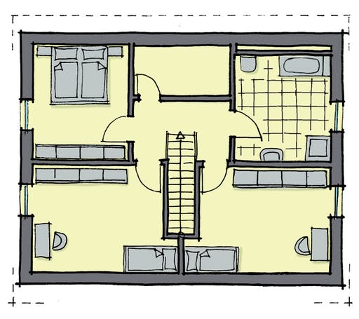 Fertighaus Weidenallee von GUSSEK HAUS Schlüsselfertig ab 433700€, Satteldach-Klassiker Grundriss 2