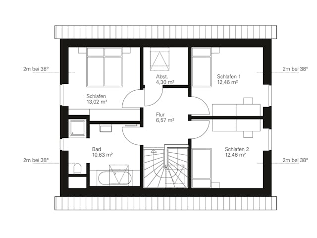 Fertighaus Akazienallee 125 von GUSSEK HAUS Schlüsselfertig ab 319400€, Satteldach-Klassiker Grundriss 2