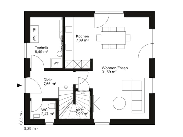 Fertighaus Haselnussallee 110 von GUSSEK HAUS Schlüsselfertig ab 308500€, Cubushaus Grundriss 1