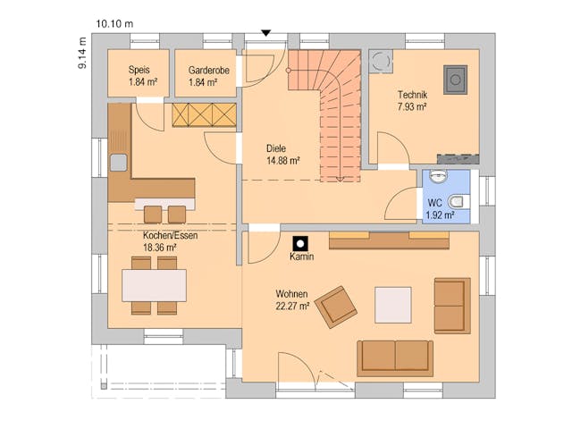 Fertighaus Grande 138 von Haas Fertigbau Österreich Ausbauhaus ab 240600€, Stadtvilla Grundriss 1