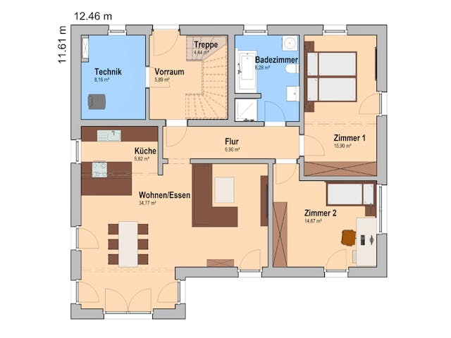 Fertighaus Sela 179 von Haas Fertigbau Österreich Ausbauhaus ab 391600€, Satteldach-Klassiker Grundriss 1