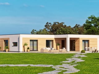 Fertighaus Haas BT 133 A von Haas Fertigbau Schlüsselfertig ab 320000€, Bungalow Außenansicht 1