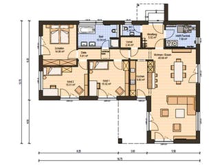 Fertighaus Haas BT 133 A von Haas Fertigbau Schlüsselfertig ab 320000€, Bungalow Grundriss 1