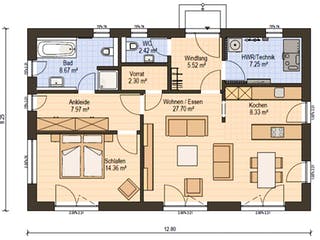 Fertighaus Haas BT 84 B von Haas Fertigbau Schlüsselfertig ab 220000€, Bungalow Grundriss 1